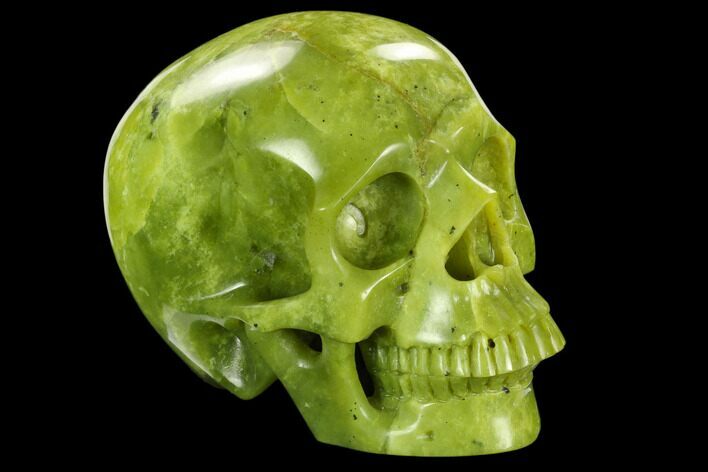 Realistic, Polished Jade (Nephrite) Skull #127586
